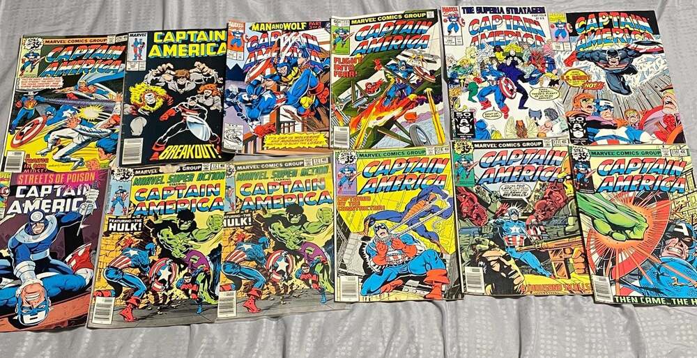 Lot of 12 Vintage Marvel Comics Captain America Issues